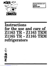 Zanussi Z1165 TR Instruction Manual