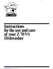 Zanussi Z 70 VS Use And Care Instructions Manual