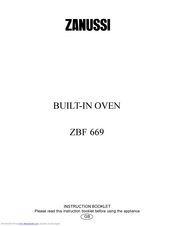 Zanussi ZBF 669 Instruction Booklet