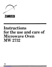 Zanussi MW 2732 Instructions For Use Manual