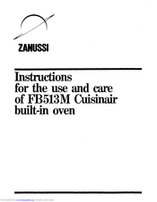Zanussi Cuisinair FB513M Instructions For Use And Care Manual
