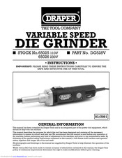 Draper 65025 Instructions Manual