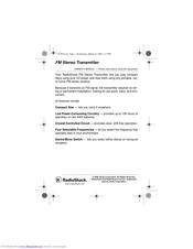Radio Shack Six-Element Triple-Drive FM Antenna Owner's Manual