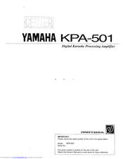 Yamaha KPA-501 Owner's Manual
