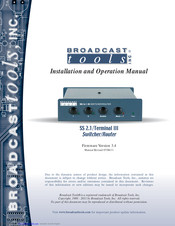 Broadcast Tools SS 2.1/Terminal III Installation And Operation Manual