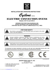 Bakers Pride Cyclone CO11-E Installation And Operating Instructions Manual