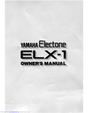 Yamaha Electone ELX-1 Owner's Manual