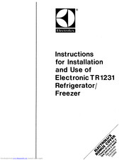 Electrolux Electronic TR1231 Instructions For Installation And Use Manual