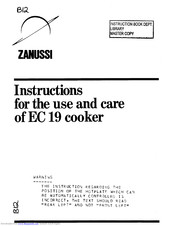 Zanussi EC19 Instructions For Use Manual