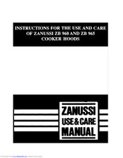 Zanussi ZB 960 Instructions For Use Manual