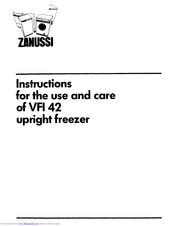 Zanussi VFi 42 Use And Care Instructions Manual