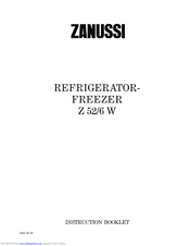 Zanussi Z 52/6 W Instruction Booklet
