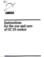 Zanussi GC19 Instructions For Use And Care Manual