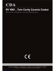 CDA RV 1061 Manual For Installation, Use And Maintenance