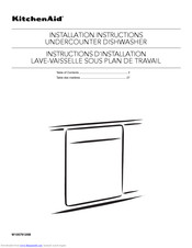 KitchenAid UNDERCOUNTER DISHWASHER Installation Instructions Manual