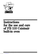 Zanussi FB 510 Manuals | ManualsLib