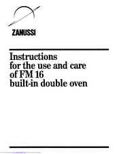 Zanussi FM 16 Instructions For Use And Care Manual