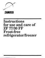 Zanussi ZF 77/30 FF Instructions For Use Manual