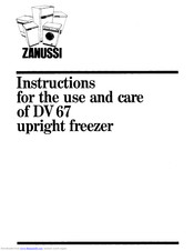 Zanussi DV 67 Instructions For Use And Care Manual