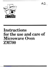 Zanussi ZM700 Instructions For Use And Care Manual