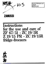 Zanussi Z 19/15 PR Instruction Booklet