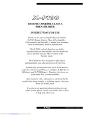 Musical Fidelity X-P100 Instructions For Use Manual