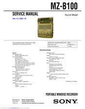 Sony MZ-B100 - Minidisc Business Product Recorder Service Manual