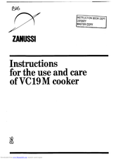 Zanussi VC19M Instructions For The Use And Care
