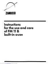 Zanussi FM 11 B Use And Care Instructions Manual