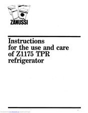 Zanussi Z1175 TPR Instruction Booklet