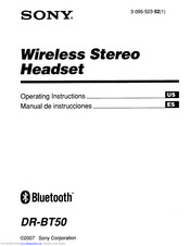 Sony DR-BT50 - Stereo Bluetooth Headset Operating Instructions Manual