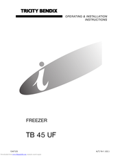 TRICITY BENDIX TB 44 UF Operating & Installation Instructions Manual