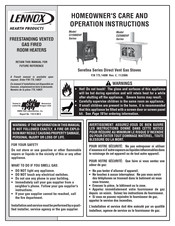 Lennox Hearth Products CI1500DVF Series Homeowner's Care And Operation Instructions Manual