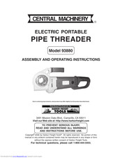 Central Machinery 93880 Assembly And Operating Instructions Manual