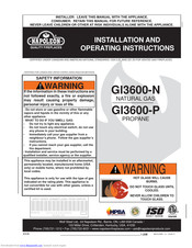 Napoleon GI 3600-P Installation And Operating Instructions Manual