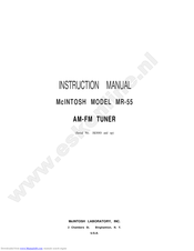 McIntosh MR-55 Instruction Manual