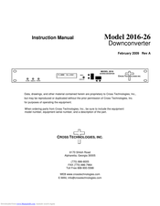 Cross Technologies 2016-26 Instruction Manual