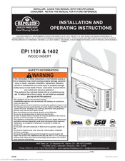 Napoleon EP 1402 Installation And Operating Instructions Manual