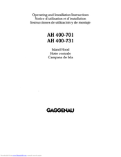 Gaggenau AH 400-731 Operating And Installation Instructions