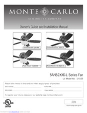 Monte Carlo Fan Company 5AN52XXD-L Series Owner's Manual And Installation Manual