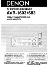 Denon AVR-16031 Operating Instructions Manual