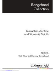 Kleenmaid ARTICA Instructions For Use And Warranty Details