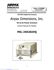 Airpax Dimensions MIL-24X26UVQ Owner's Manual