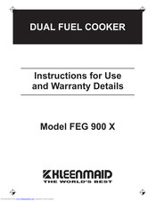 Kleenmaid FEG 900 X Instructions For Use Manual
