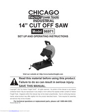 Chicago Electric 96971 Set Up And Operating Instructions Manual