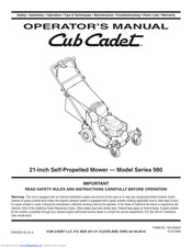 Cub Cadet 980 Series Operator's Manual