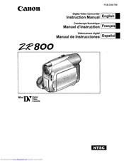 Canon ZR 800 - Camcorder - 680 KP Instruction Manual
