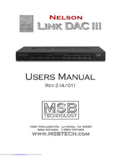 MSB Technology Nelson LINK DAC III User Manual