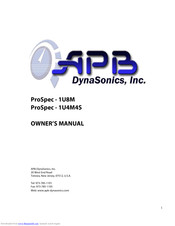 APB-DynaSonics ProSpec - 1U8M Owner's Manual