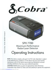 Cobra SPX 7700 Operating Instructions Manual